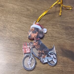 Dachshund Christmas Ornament with Gold Ribbon